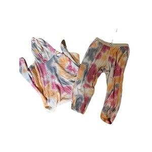 Melloday Tie Dye Jogger Set Size 3x Hoodie Pastel Lounge Set